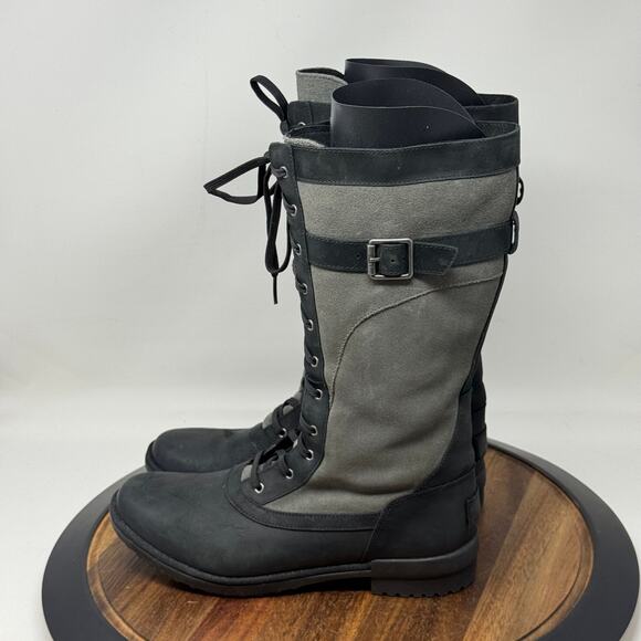 UGG BRYSTL Tall Waterproof Lace Up Grey/Black Snow Boots Women's Size 9 - Picture 3 of 9